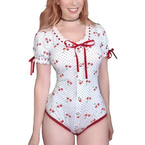 Littleforbig Cotton Romper Onesie Pajamas Bodysuit – Lolita Glitter Cherry Onesie