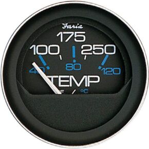 Faria Beede 13009 Coral Cylinder Head Temperature Gauge with Sender (60-220°F) - 2', Black