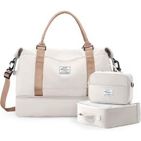 Travel Duffle Bag for Women,Weekender Overnight Bag with Shoe Compartment,Carry on Personal Item Travel Bag,3 Pcs Set