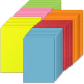 Blank Assorted Note Cards - 6 Color Bright Assortment Card Stock - Made in the U.S.A. - Great for the Classroom, Flash Cards, Studying, and More! (3" x 5")