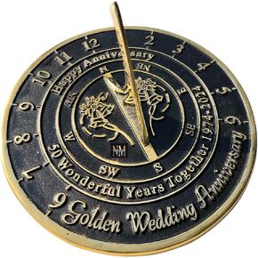 NauticalMart 50th Golden Wedding Anniversary Unique Marriage Present for Parents, Grandparents, Friends, Husband or Wife, Couples, Him & Her Wedding Anniversary Sundial Gift 2024 (50th Anniversary)