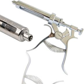 30ml Stainless Steel Syringe, Continuous Livestock Syringe Injector, Semi-automatic Cattle Syringe Gun For Goats Chickens Poultry