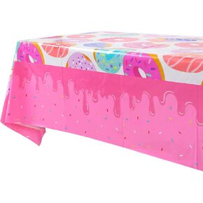 1 قطعة مفارش طاولات حفلات الدونات مستطيلة من البلاستيك دونات يكبر موضوع استحمام الطفل فتاة حفلة عيد ميلاد لوازم ديكور وردي in Kuwait