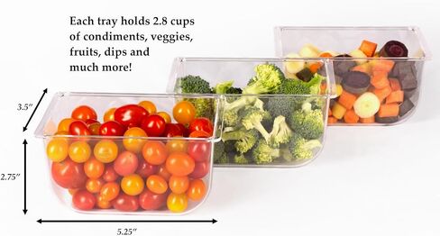 علبة خادم بهارات مبردة بالثلج مكونة من 4 أقسام - حاوية صينية تقديم مع 4 أطباق قابلة للإزالة وغطاء مفصلي | 3 ملاعق تقديم + 3 ملقط متضمنة in Kuwait