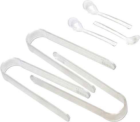 علبة خادم بهارات مبردة بالثلج مكونة من 4 أقسام - حاوية صينية تقديم مع 4 أطباق قابلة للإزالة وغطاء مفصلي | 3 ملاعق تقديم + 3 ملقط متضمنة in Kuwait