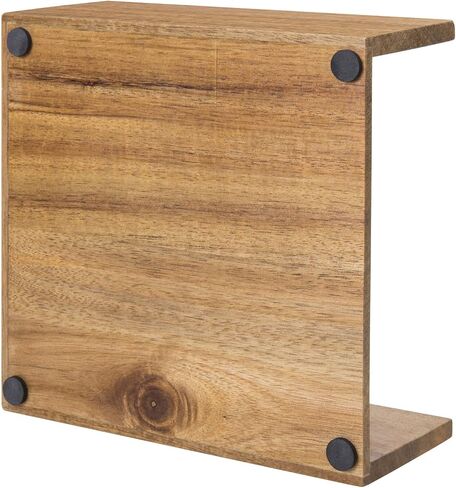 MyGift Premium Acacia Wood Napkin Holder for Table, Square Tabletop Napkin Dispenser with Brass Tone Weighted Arm in Saudi Arabia