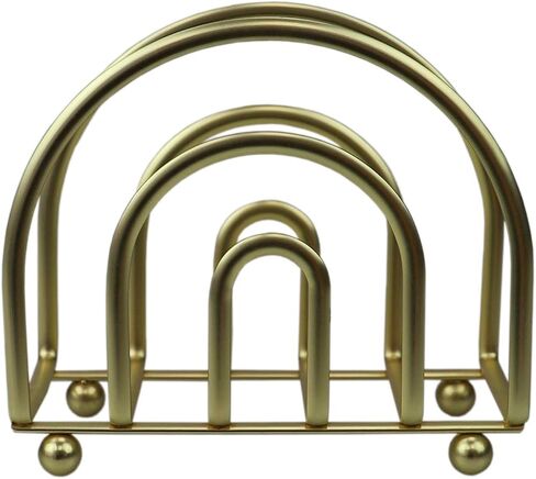 Home Basics Flat Wire Steel Free Standing Upright Non-Skid Modern, Gold Paper Napkin Holder/Freestanding Tissue Dispenser, 5"x 6"x 2" in in Saudi Arabia