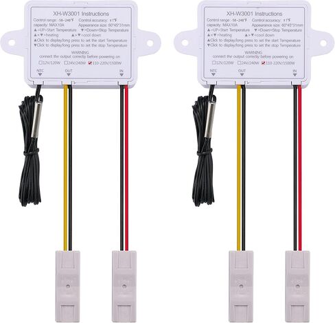 VGELA AC110~220V 1500W XH-W3001 ℉ Temperature Controller with Waterproof Probe and Quick Connector(2 Pieces) in Saudi Arabia