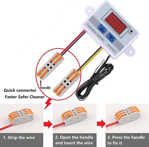 VGELA AC110~220V 1500W XH-W3001 ℉ Temperature Controller with Waterproof Probe and Quick Connector(2 Pieces) in Saudi Arabia