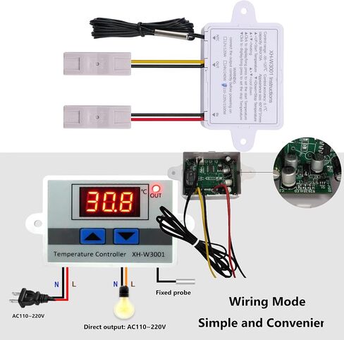 VGELA AC110~220V 1500W XH-W3001 ℉ Temperature Controller with Waterproof Probe and Quick Connector(2 Pieces) in Saudi Arabia