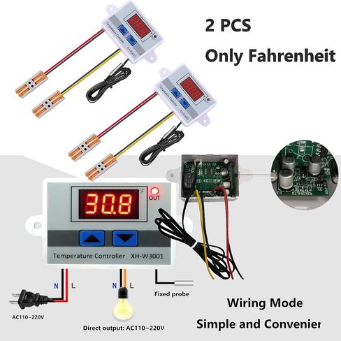 VGELA AC110~220V 1500W XH-W3001 ℉ Temperature Controller with Waterproof Probe and Quick Connector(2 Pieces) in Saudi Arabia