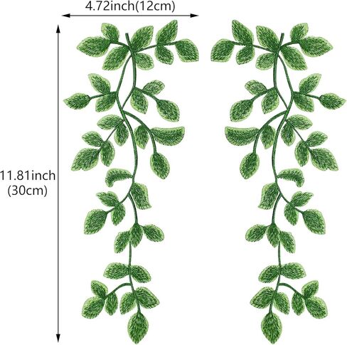4 Pairs Green Lace Forest Leaves Vine Applique Patches Leaf Sewing Embroidery Applique Bohemian Shoulder Collar Embellishment Decorative Patches for Clothing Bags DIY Accessory Craft in Kuwait