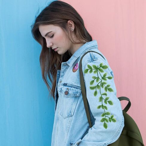 4 Pairs Green Lace Forest Leaves Vine Applique Patches Leaf Sewing Embroidery Applique Bohemian Shoulder Collar Embellishment Decorative Patches for Clothing Bags DIY Accessory Craft in Kuwait