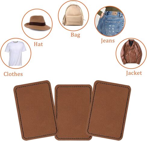 Blank Leatherette Patches with Adhesive, 10 Pcs Leather hat Patches for Hats, Jackets, Backpacks (Brown) in Kuwait