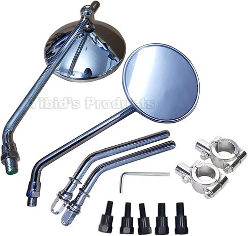 مرايا الرؤية الخلفية للدراجة النارية من الكروم العالمي مقاس 4 بوصات مرآة جانبية كلاسيكية كلاسيكية متعددة الملاءمة لاستبدال الطراد المروحية مقهى المتسابق سبورتستر بوبر بجولة داينا كاواساكي سوزوكي ياماها دوكاتي in Kuwait