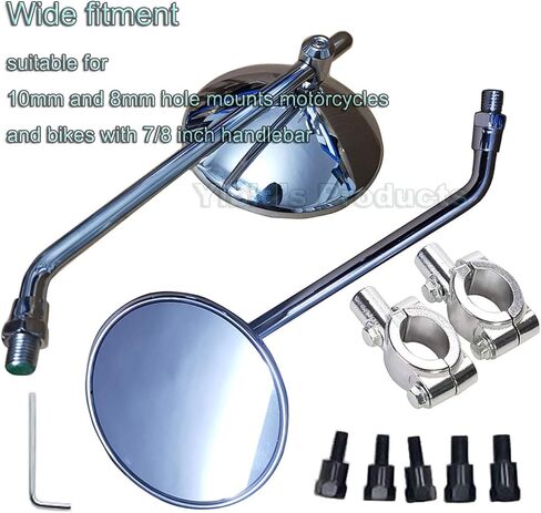 مرايا الرؤية الخلفية للدراجة النارية من الكروم العالمي مقاس 4 بوصات مرآة جانبية كلاسيكية كلاسيكية متعددة الملاءمة لاستبدال الطراد المروحية مقهى المتسابق سبورتستر بوبر بجولة داينا كاواساكي سوزوكي ياماها دوكاتي in Kuwait