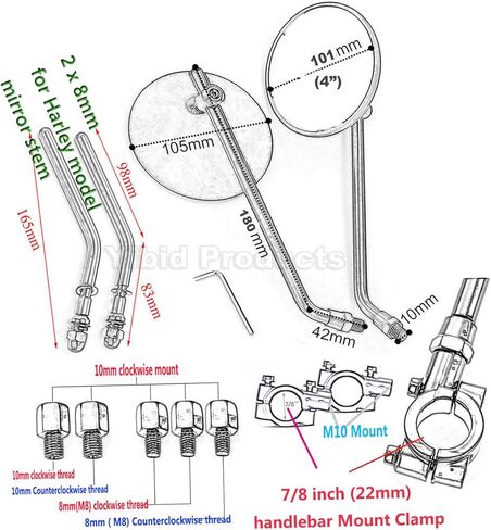 مرايا الرؤية الخلفية للدراجة النارية من الكروم العالمي مقاس 4 بوصات مرآة جانبية كلاسيكية كلاسيكية متعددة الملاءمة لاستبدال الطراد المروحية مقهى المتسابق سبورتستر بوبر بجولة داينا كاواساكي سوزوكي ياماها دوكاتي in Kuwait