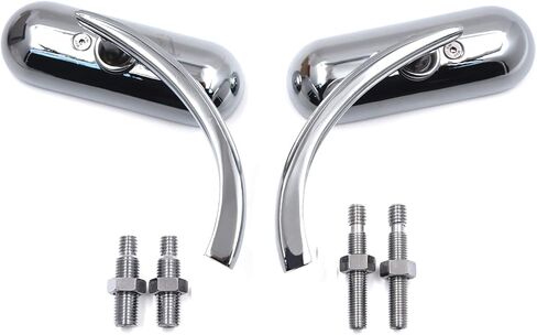 HTTMT MT376-CD Chrome Custom Mini Oval Mirrors Compatible with Harley Davidson Sportster Dyna Softail in Kuwait