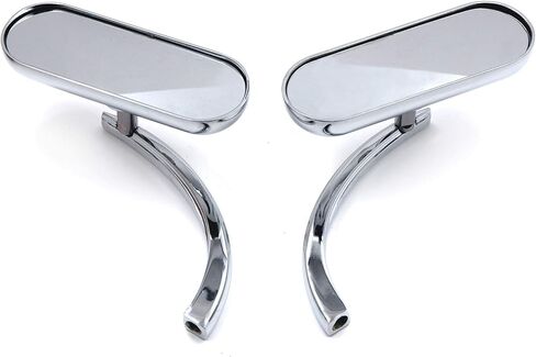 HTTMT MT376-CD Chrome Custom Mini Oval Mirrors Compatible with Harley Davidson Sportster Dyna Softail in Kuwait