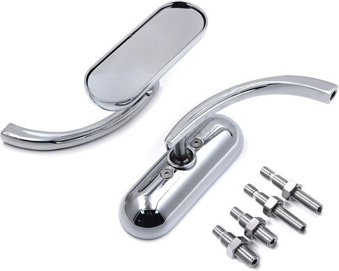 HTTMT MT376-CD Chrome Custom Mini Oval Mirrors Compatible with Harley Davidson Sportster Dyna Softail in Kuwait