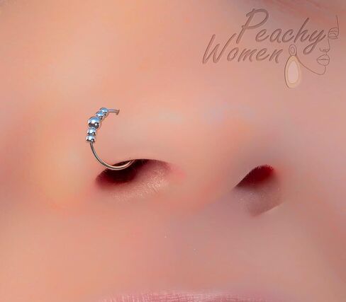Beaded 24G Nose Ring For Women - Tiny 14k Gold Filled Nose Piercing Hoop Gold Beads - 7mm Inner Diameter Thin Nose Rings Tarnish Resistant in Kuwait