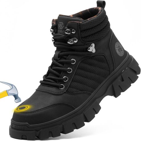 KELODON Waterproof Steel Toe Boots For Men-6 Inch Comfortable Mens Safety Work Boots Indestructible Steel Toe Shoes Lightweight Non Slip Puncture Resistant Industrial Construction Boot in Kuwait