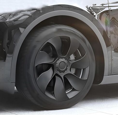 أغطية مركزية محدثة لـ Tesheer مقاس 19 بوصة موديل Y Hubcaps Rims Protector غطاء محور بديل يناسب 2019-2023 Tesheer Model Y Hubcaps 19 بوصة (غطاء مركزي أسود) in Kuwait