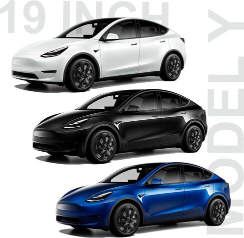 أغطية مركزية محدثة لـ Tesheer مقاس 19 بوصة موديل Y Hubcaps Rims Protector غطاء محور بديل يناسب 2019-2023 Tesheer Model Y Hubcaps 19 بوصة (غطاء مركزي أسود) in Kuwait