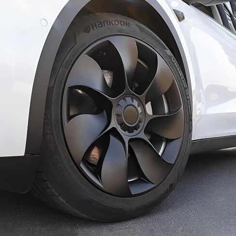 أغطية مركزية محدثة لـ Tesheer مقاس 19 بوصة موديل Y Hubcaps Rims Protector غطاء محور بديل يناسب 2019-2023 Tesheer Model Y Hubcaps 19 بوصة (غطاء مركزي أسود) in Kuwait