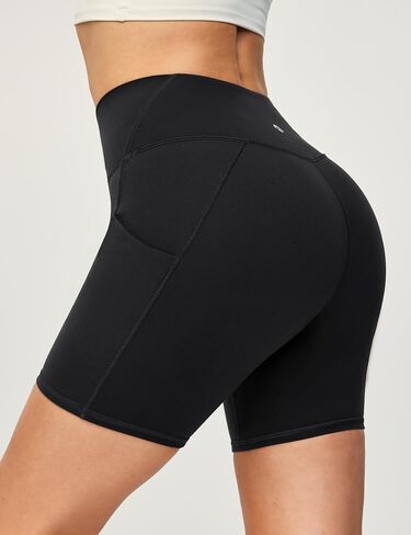 شورت يوجا ناعم من Heathyoga مقاس 6 بوصات للنساء لراكبي الدراجات النارية، شورت نسائي للتحكم في البطن، شورت لتمارين الجيم والألياف اللدنة مع جيوب in Kuwait