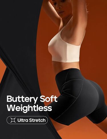 شورت يوجا ناعم من Heathyoga مقاس 6 بوصات للنساء لراكبي الدراجات النارية، شورت نسائي للتحكم في البطن، شورت لتمارين الجيم والألياف اللدنة مع جيوب in Kuwait