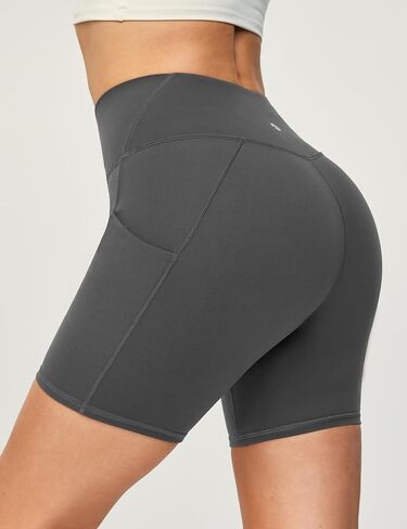 شورت يوجا ناعم من Heathyoga مقاس 6 بوصات للنساء لراكبي الدراجات النارية، شورت نسائي للتحكم في البطن، شورت لتمارين الجيم والألياف اللدنة مع جيوب in Kuwait
