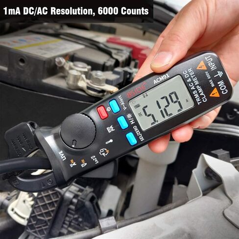 Bside ACM91 1mA Clamp Meter DC/AC Current True RMS Auto-Ranging 6000 Counts Multimeter Live Check V-Alert Temperature Capacitance Frequency Tester with Back Clip in Saudi Arabia
