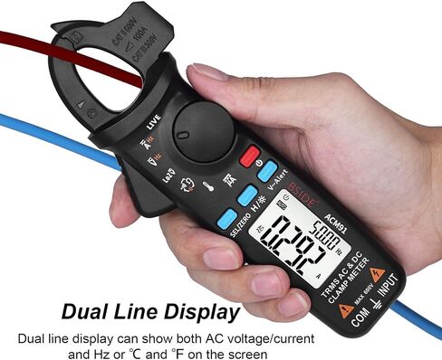 Bside ACM91 1mA Clamp Meter DC/AC Current True RMS Auto-Ranging 6000 Counts Multimeter Live Check V-Alert Temperature Capacitance Frequency Tester with Back Clip in Saudi Arabia
