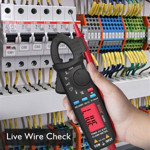 Bside ACM91 1mA Clamp Meter DC/AC Current True RMS Auto-Ranging 6000 Counts Multimeter Live Check V-Alert Temperature Capacitance Frequency Tester with Back Clip in Saudi Arabia