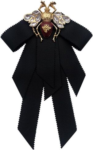 Vintage alloy black bow Bee Brooch preppy ribbon bow tie for men and women in Saudi Arabia