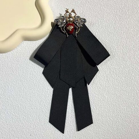 Vintage alloy black bow Bee Brooch preppy ribbon bow tie for men and women in Saudi Arabia