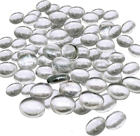 Suhome Clear Flat Marbles, Pebbles, Glass Gems for Vase Fillers, Party Table Scatter, Wedding, Decoration, Aquarium Decor, Crystal Rocks, 1 lbs (Approx 100 pcs) in Saudi Arabia