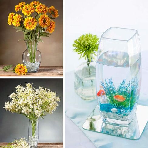Suhome Clear Flat Marbles, Pebbles, Glass Gems for Vase Fillers, Party Table Scatter, Wedding, Decoration, Aquarium Decor, Crystal Rocks, 1 lbs (Approx 100 pcs) in Saudi Arabia
