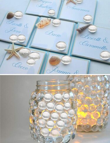 Suhome Clear Flat Marbles, Pebbles, Glass Gems for Vase Fillers, Party Table Scatter, Wedding, Decoration, Aquarium Decor, Crystal Rocks, 1 lbs (Approx 100 pcs) in Saudi Arabia