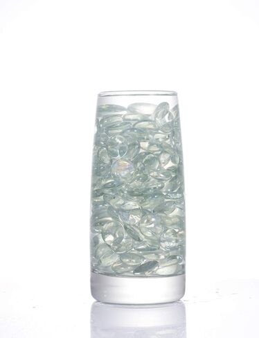 Suhome Clear Flat Marbles, Pebbles, Glass Gems for Vase Fillers, Party Table Scatter, Wedding, Decoration, Aquarium Decor, Crystal Rocks, 1 lbs (Approx 100 pcs) in Saudi Arabia