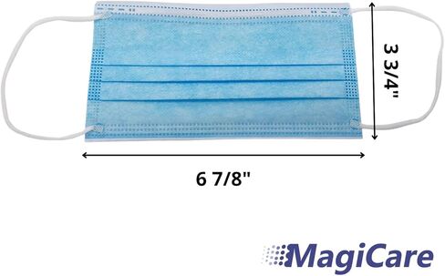 مجموعة أقنعة الوجه MAGICARE (2000) - أقنعة الوجه للإجراءات الطبية من المستوى 2 ASTM - قناع وجه كبير يمكن التخلص منه من 3 طبقات - 40 صندوقًا (2000 قطعة) in Kuwait