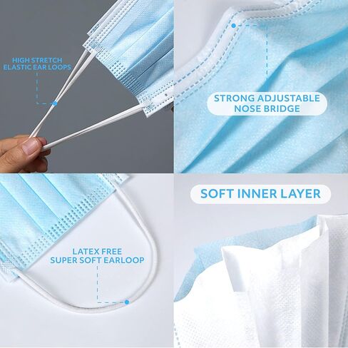 مجموعة أقنعة الوجه MAGICARE (2000) - أقنعة الوجه للإجراءات الطبية من المستوى 2 ASTM - قناع وجه كبير يمكن التخلص منه من 3 طبقات - 40 صندوقًا (2000 قطعة) in Kuwait