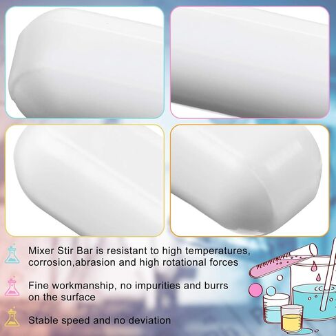 مجموعة قضيب التحريك المغناطيسي من PTFE، لون أبيض، شريط المختبر، شريط لوحة التحريك، مغناطيس لوحة التحريك (35 مم/ 1.37 بوصة، 16) in Kuwait