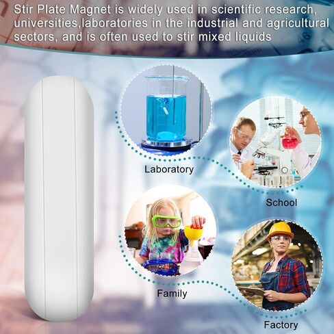 مجموعة قضيب التحريك المغناطيسي من PTFE، لون أبيض، شريط المختبر، شريط لوحة التحريك، مغناطيس لوحة التحريك (35 مم/ 1.37 بوصة، 16) in Kuwait