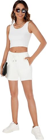 Beauhuty Women's 2024 Sweat Shorts with Pockets Drawstring Workout High Waisted Lounge Casual Cotton Shorts in Saudi Arabia