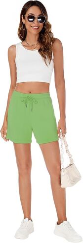Beauhuty Women's 2024 Sweat Shorts with Pockets Drawstring Workout High Waisted Lounge Casual Cotton Shorts in Saudi Arabia