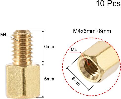 Uxcell M4x35mm+6mm ذكر وأنثى نحاس سداسي PCB اللوحة الأم فاصل المواجهة لطائرة بدون طيار FPV كوادكوبتر، الكمبيوتر ولوحة دوائر كهربائية 10 قطعة in Saudi Arabia