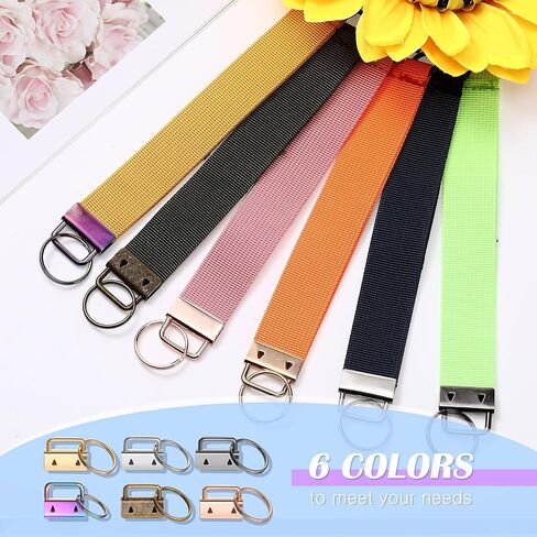 Hotop، 72 قطعة من سلسلة المفاتيح Fob Hardware Key Fob Hardware معصم الأجهزة مع حلقة معدنية لسلسلة المفاتيح والسوار (ذهبي وردي، حرباء، رمادي، ذهبي، فضي، برونزي، 25 مم)، 25 مم in Saudi Arabia