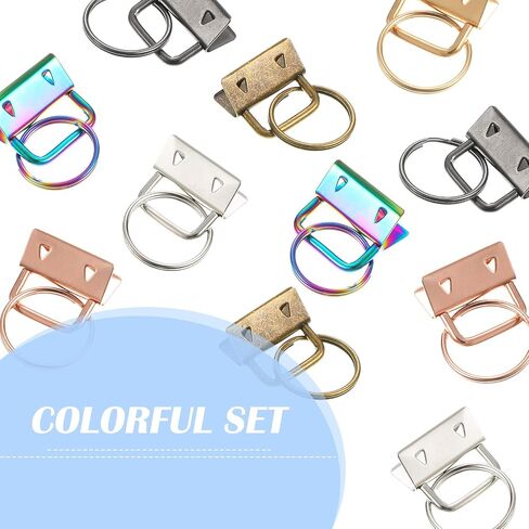 Hotop، 72 قطعة من سلسلة المفاتيح Fob Hardware Key Fob Hardware معصم الأجهزة مع حلقة معدنية لسلسلة المفاتيح والسوار (ذهبي وردي، حرباء، رمادي، ذهبي، فضي، برونزي، 25 مم)، 25 مم in Saudi Arabia